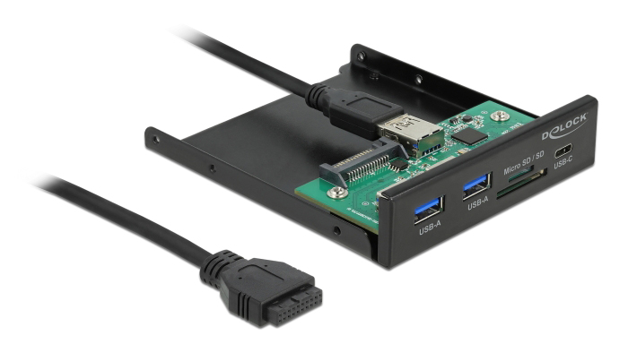 64058 DELOCK front panel 64058, 3.5" σε USB-C, 2x USB & SD/Micro SD - Image 1
