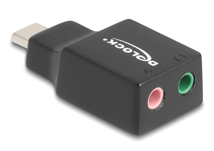 67128 DELOCK εξωτερική κάρτα ήχου 67128, 2x 3.5mm, USB-C σύνδεση, μαύρη - Image 1