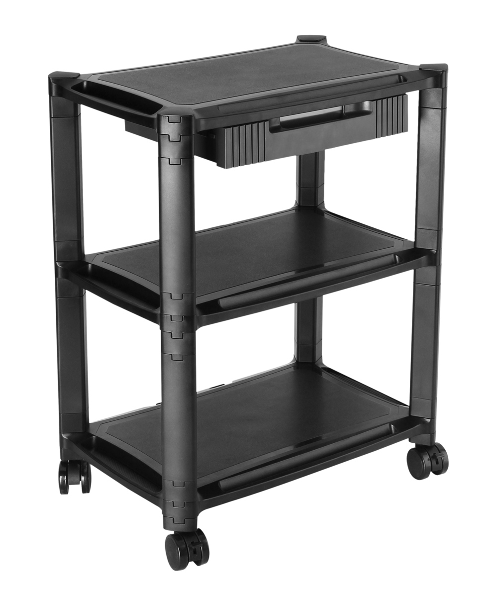 AMS-5L BRATECK ραφιέρα δαπέδου AMS-5L με ροδάκια, 3 ράφια, 50x33x63.5cm, έως 10kg, μαύρη - Image 1