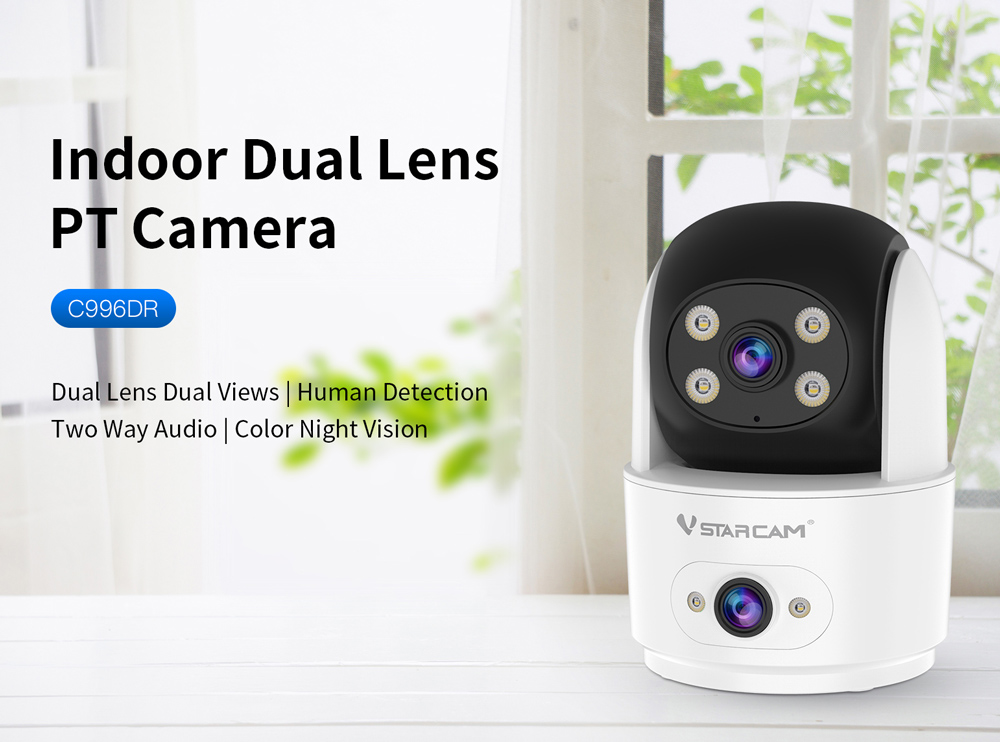 C996DR-1 VSTARCAM smart κάμερα C996DR, 2MP, dual lens, WiFi, PTZ, SD - Image 1
