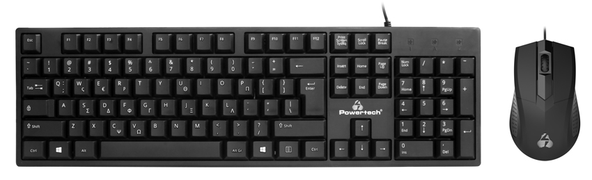 PT-1075 POWERTECH set ποντίκι & πληκτρολόγιο PT-1075, ενσύρματο, 1000DPI, μαύρο - Image 1