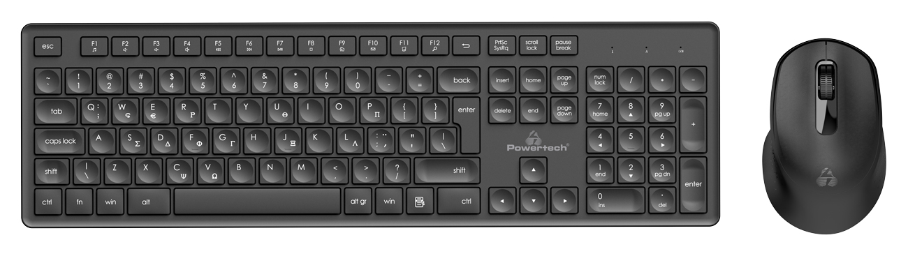 PT-1151 POWERTECH set ποντίκι & πληκτρολόγιο PT-1151, ασύρματο, 1600DPI, μαύρο - Image 1