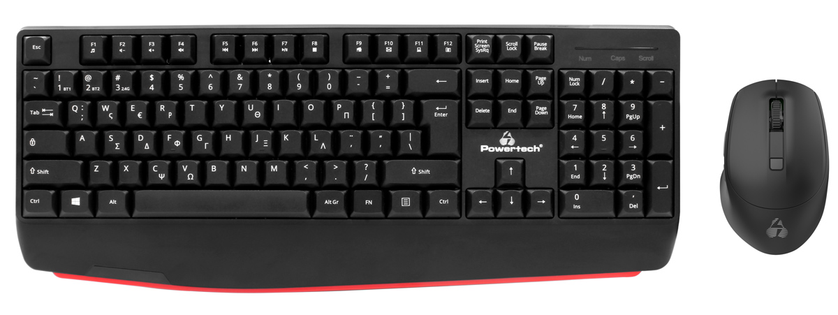 PT-1167 POWERTECH set ποντίκι & πληκτρολόγιο PT-1167, 2.4GHz & Bluetooth, μαύρο - Image 1