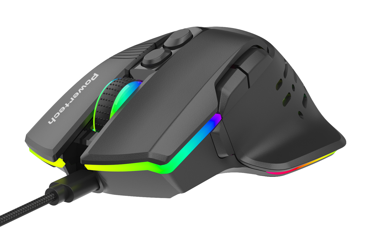 PT-1274-1 POWERTECH ενσύρματο gaming ποντίκι PT-1274, RGB φως, οπτικό, 12000DPI, μαύρο - Image 1