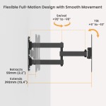 POWERTECH επιτοίχια βάση τηλεόρασης PT-1556, 23-43", έως 30kg, full motion - Image 2