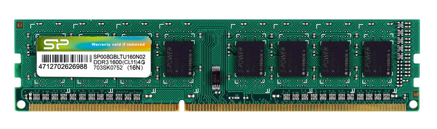 SP008GBLTU160N02 SILICON POWER μνήμη RAM 8GB DDR3, 1600MHz PC3-12800, 1.5V - Image 1