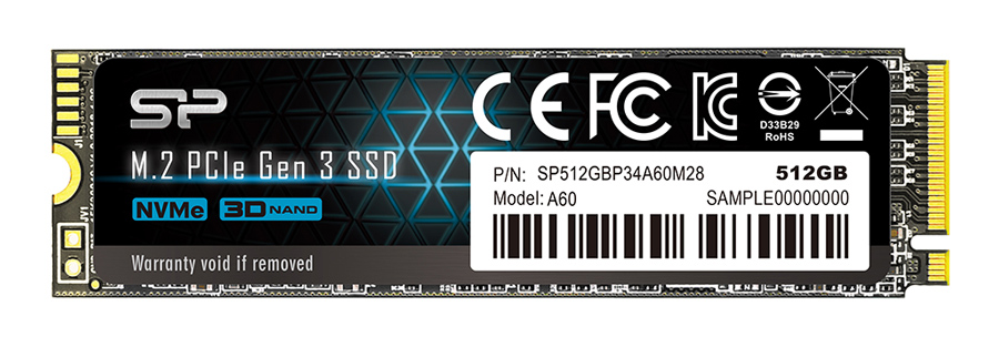 SP512GBP34A60M28 SILICON POWER SSD PCIe Gen3x4 P34A60 M.2 2280, 512GB, 2.200-1.600MB/s - Image 1