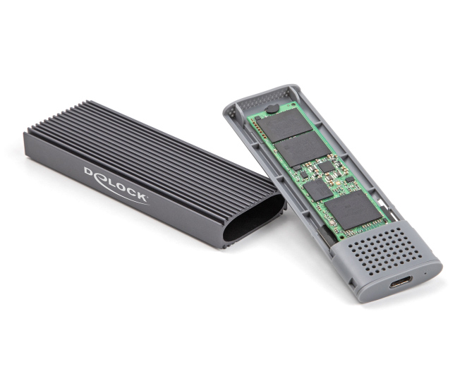 42019-1 DELOCK θήκη για M.2 NVMe PCIe/SATA SSD 42019, tool free, 10Gbps, μαύρη - Image 1