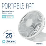 Platinet Ανεμιστήρας Φορητός Επαναφορτιζόμενος Battery Desk Fan 2x1200mAh