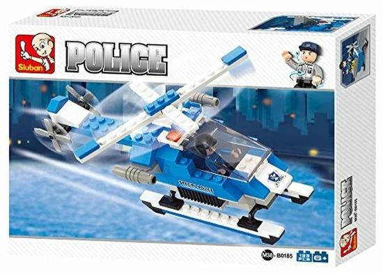 6938242939922 SLUBAN POLICE HELICOPTER BUILDING BRICKS KIT M38-B0185 - Image 1