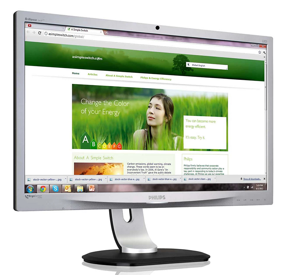 M-241P4LRYES-GB PHILIPS used οθόνη 241P4LRYES LED, 24" 1920x1080, VGA/DVI/DisplayPort, Grade B - Image 1