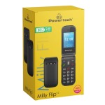POWERTECH κινητό τηλέφωνο Milly Flip V2, 2.4", dual SIM, πλήκτρο SOS, μαύρο